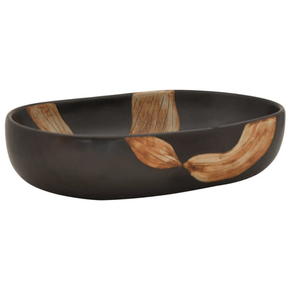 Baderomsvask Svart oval 59x40x14 cm keramikk