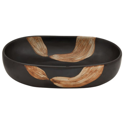 Baderomsvask Svart oval 59x40x14 cm keramikk
