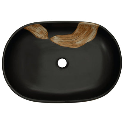 Baderomsvask Svart oval 59x40x14 cm keramikk
