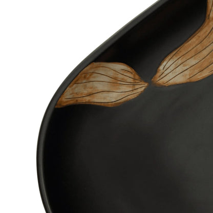 Baderomsvask Svart oval 59x40x14 cm keramikk