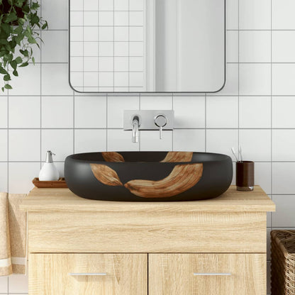 Baderomsvask Svart oval 59x40x14 cm keramikk