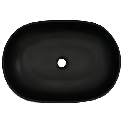 Baderomsvask Grå og Svart oval 59x40x14 cm keramikk
