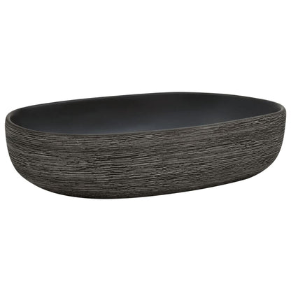 Baderomsvask Grå og Svart oval 59x40x14 cm keramikk