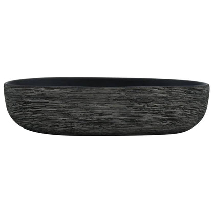 Baderomsvask Grå og Svart oval 59x40x14 cm keramikk