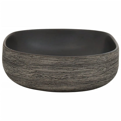 Baderomsvask Grå og Svart oval 59x40x14 cm keramikk