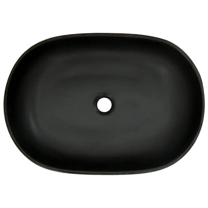 Baderomsvask Grå og Svart oval 59x40x14 cm keramikk