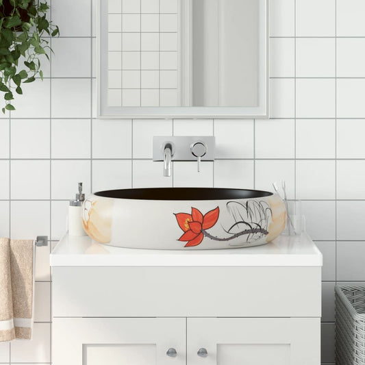 Baderomsvask flerfarget oval 59x40x15 cm keramikk