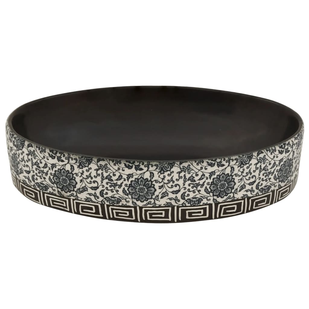 Baderomsvask Svart og blå oval 56,5x36,5x13,5 cm keramikk