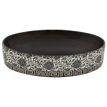 Baderomsvask Svart og blå oval 56,5x36,5x13,5 cm keramikk