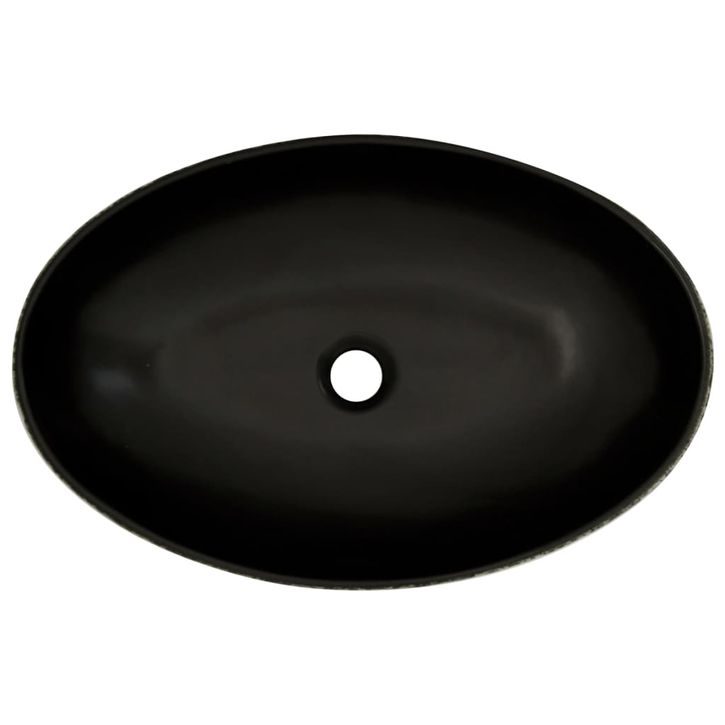Baderomsvask Svart og blå oval 56,5x36,5x13,5 cm keramikk