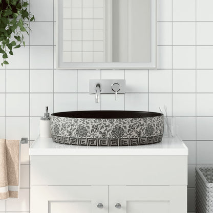 Baderomsvask Svart og blå oval 56,5x36,5x13,5 cm keramikk