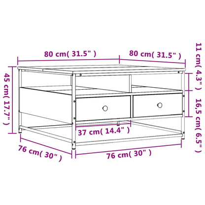 Salongbord Sofabord Brun Eik 80x80x45 cm