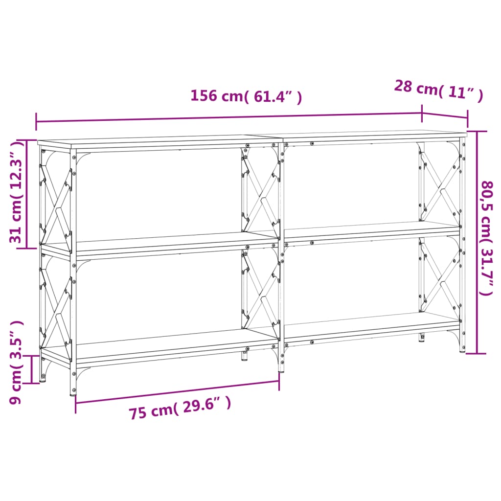 Avlastningsbord konsollbord Sonoma Eik 156x28x80,5 cm