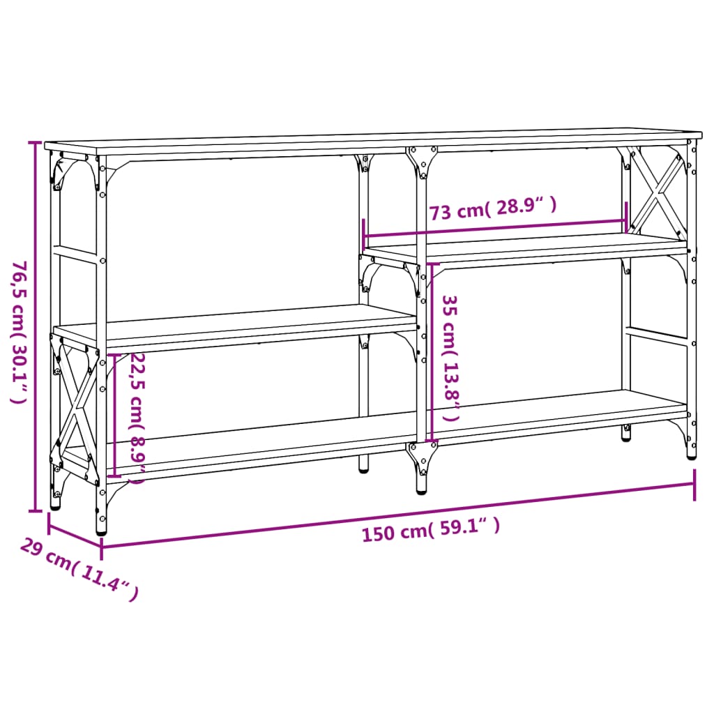Avlastningsbord konsollbord Sonoma Eik 150x29x76,5 cm