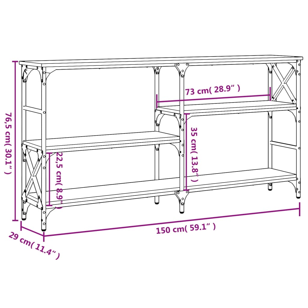 Avlastningsbord konsollbord Brun Eik 150x29x76,5 cm