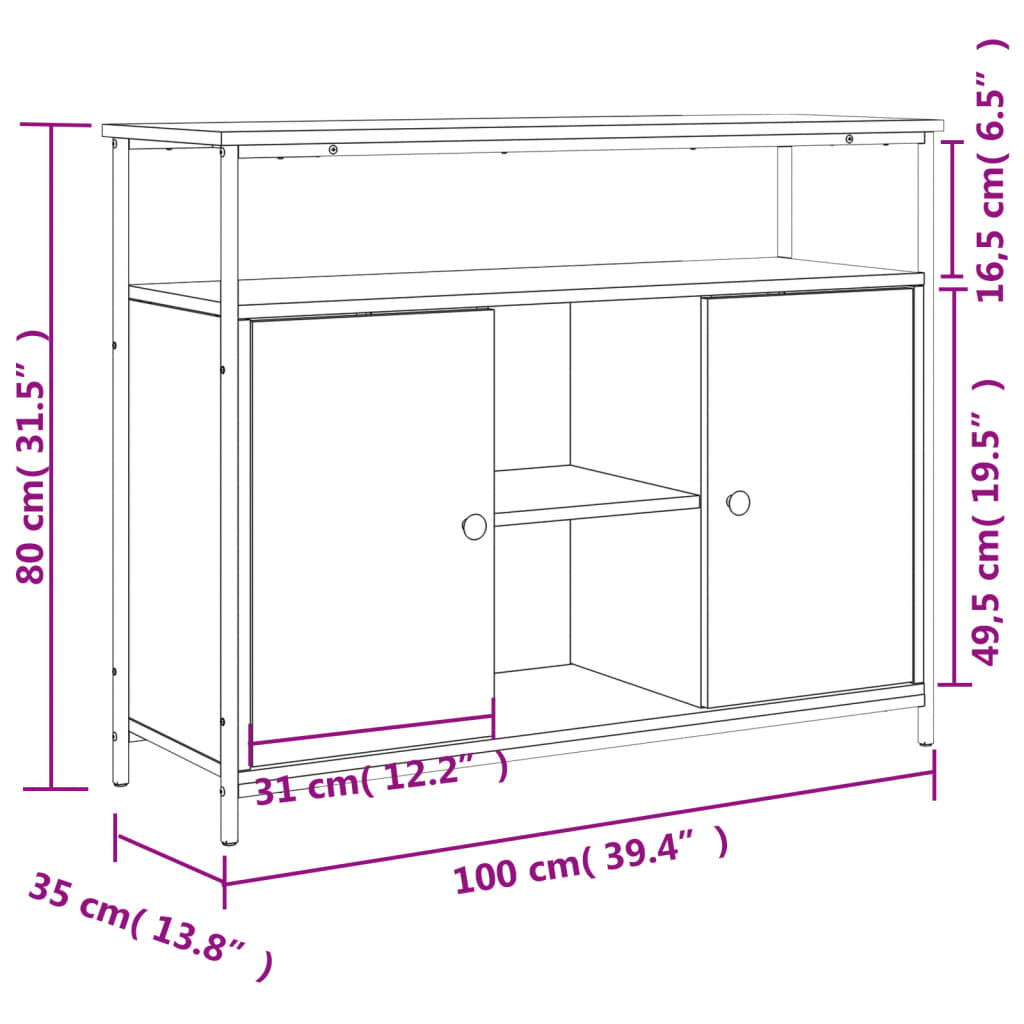Skjenk Svart 100x35x80 cm