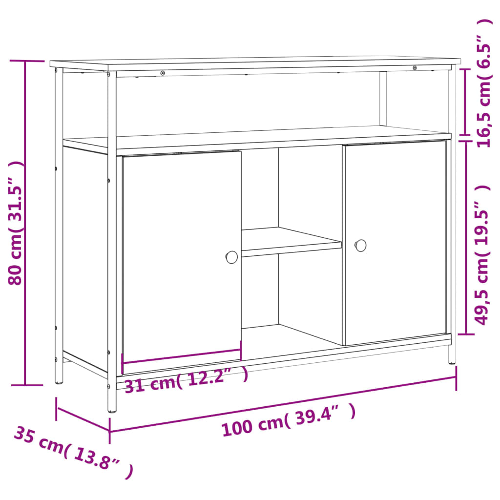 Skjenk Sonoma Eik 100x35x80 cm