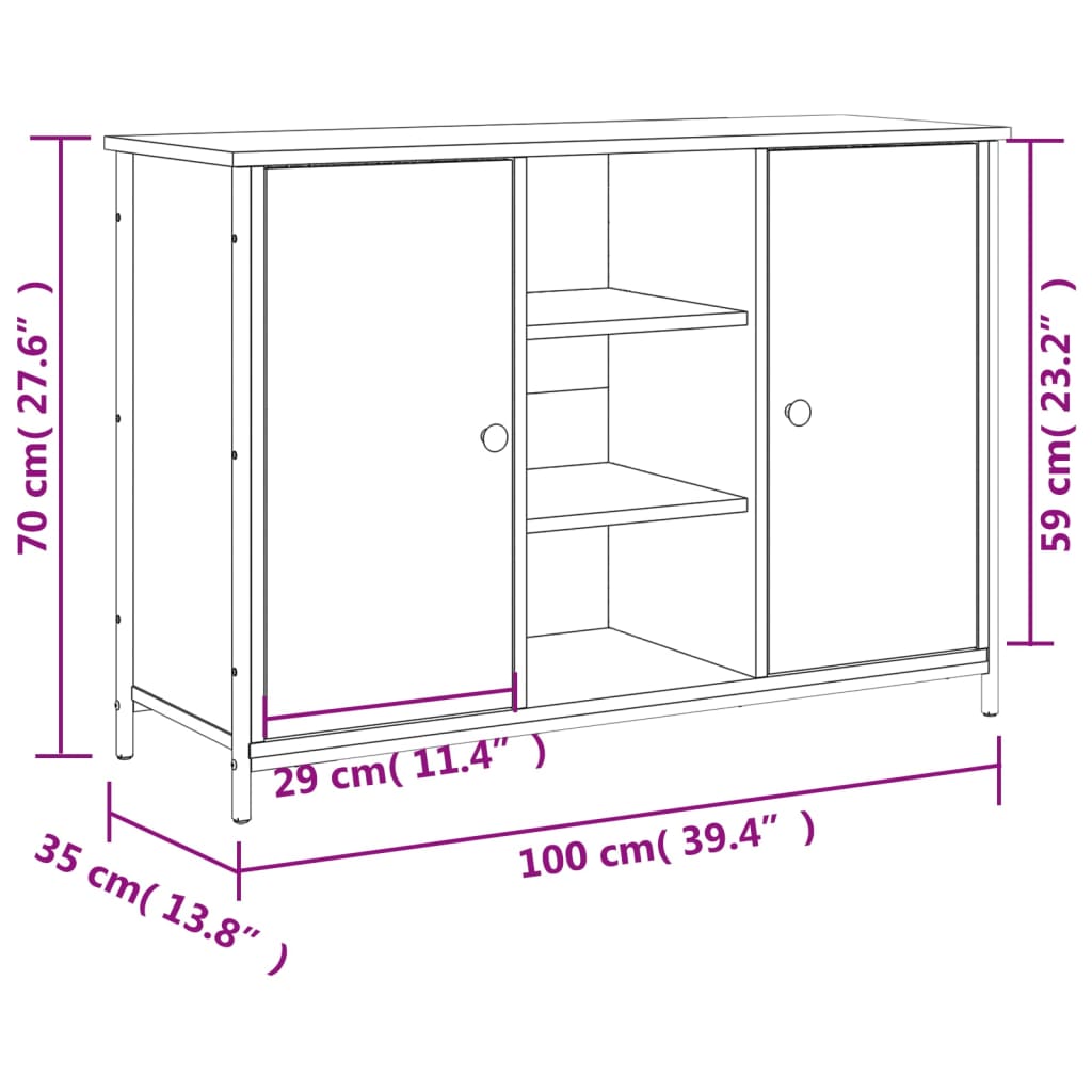 Skjenk Sonoma Eik 100x35x70 cm