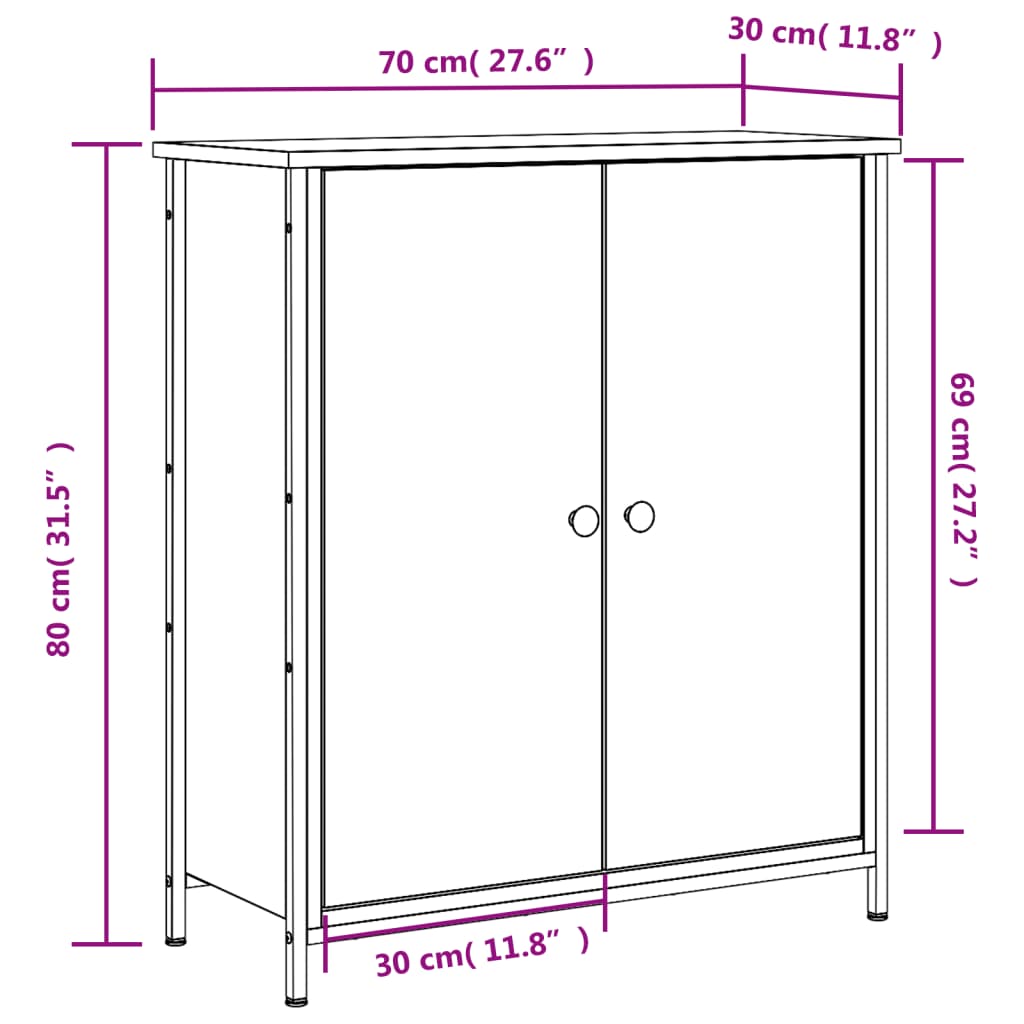 Skjenk Sonoma Eik 70x30x80 cm
