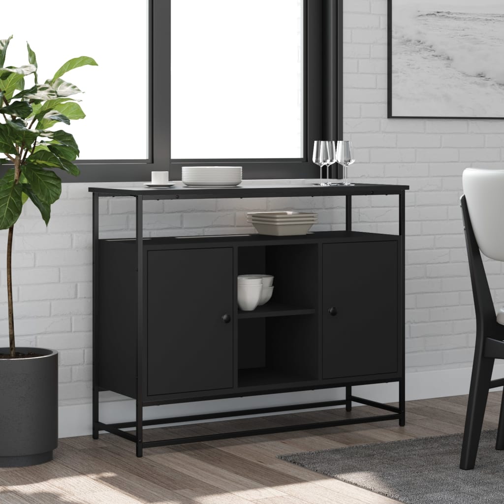 Skjenk Svart 100x35x80 cm
