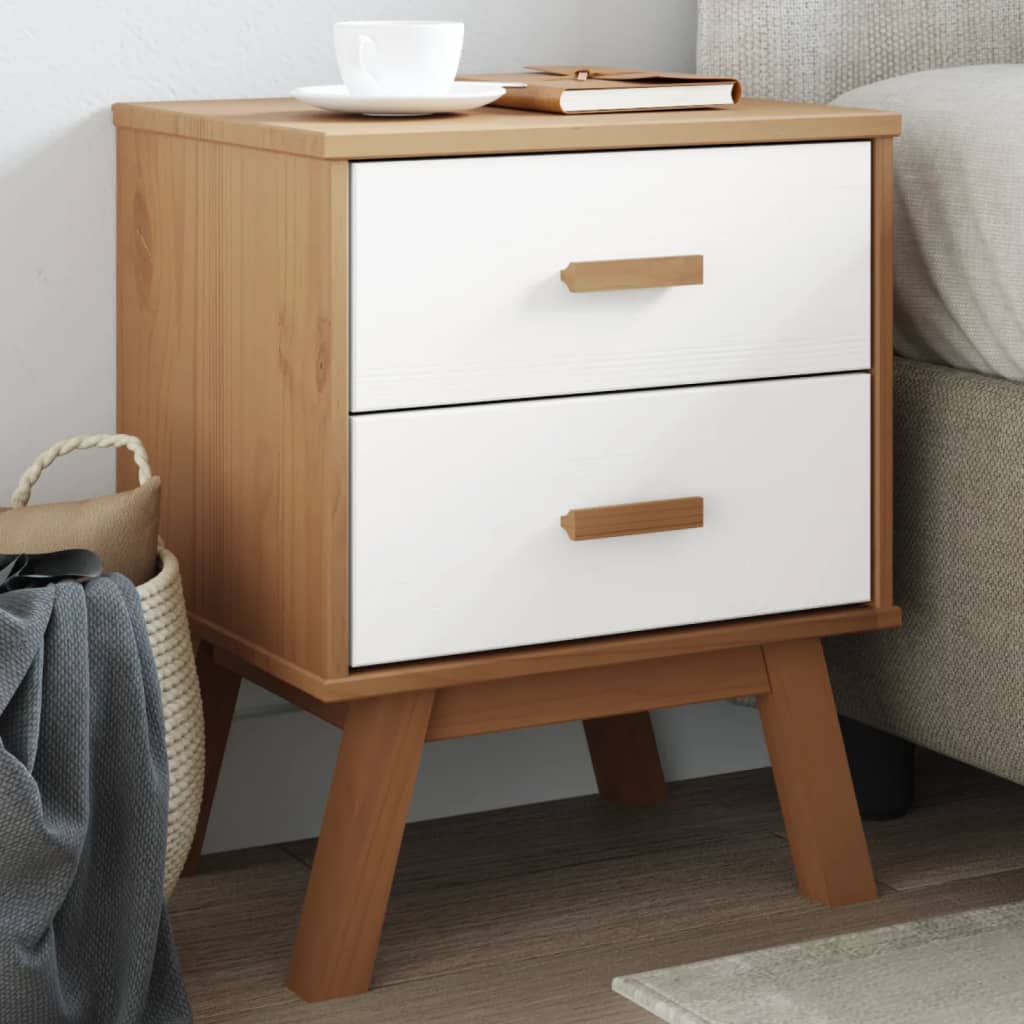 Nattbord Sengbord Hvit og Brun OLDEN heltre furu