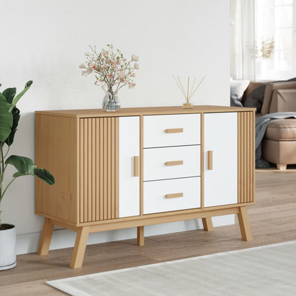 Skjenk Hvit og Brun OLDEN 114x43x73,5 cm heltre furu