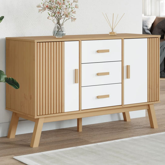 Skjenk Hvit og Brun OLDEN 114x43x73,5 cm heltre furu