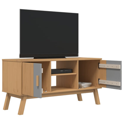 TV-Møbel Grå TV-benk Brun OLDEN 114x43x57 cm heltre furu