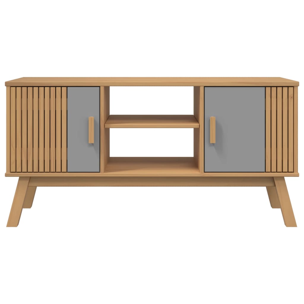 TV-Møbel Grå TV-benk Brun OLDEN 114x43x57 cm heltre furu