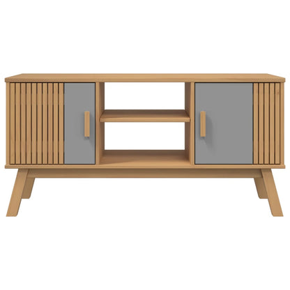 TV-Møbel Grå TV-benk Brun OLDEN 114x43x57 cm heltre furu