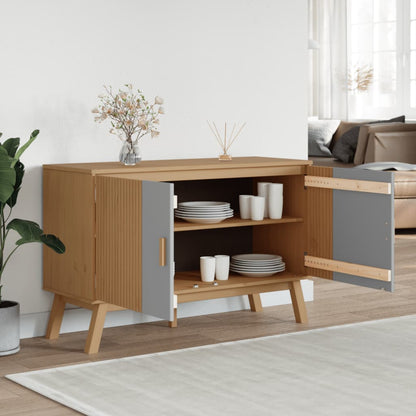 Skjenk Grå og Brun OLDEN 114x43x73,5 cm heltre furu