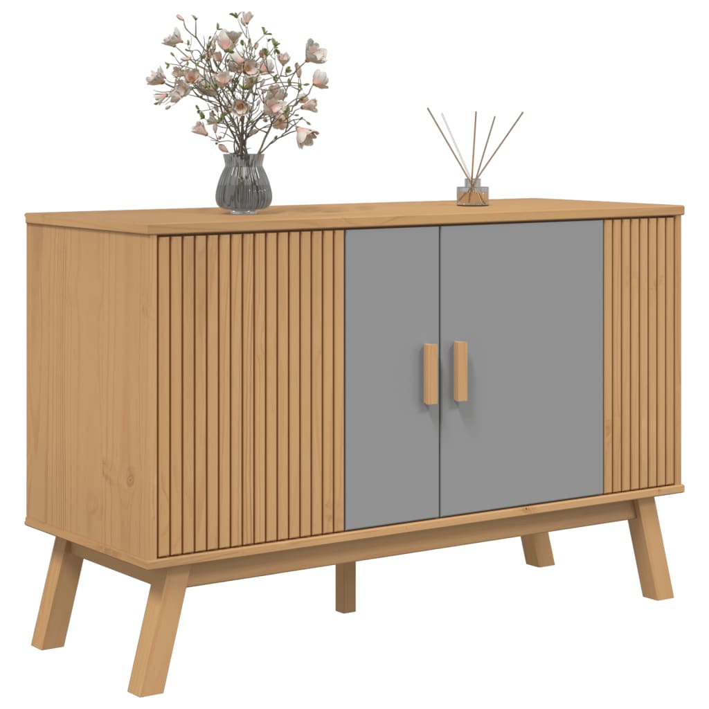 Skjenk Grå og Brun OLDEN 114x43x73,5 cm heltre furu