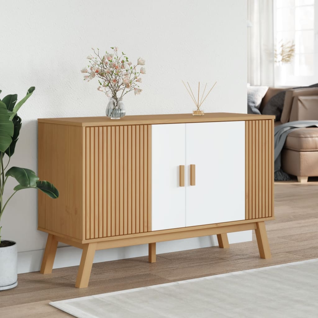Skjenk Hvit og Brun OLDEN 114x43x73,5 cm heltre furu