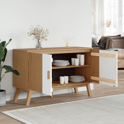 Skjenk Hvit og Brun OLDEN 114x43x73,5 cm heltre furu