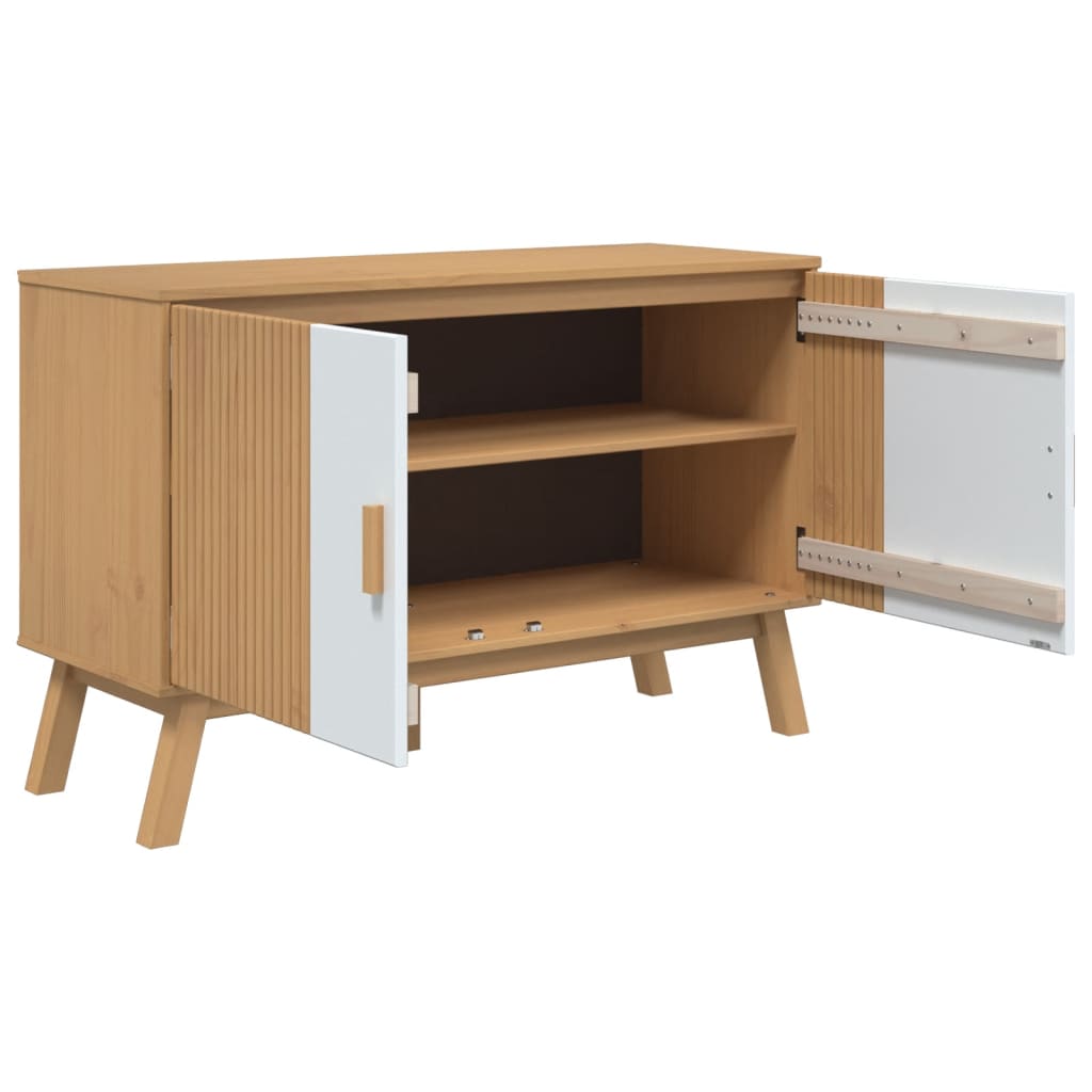 Skjenk Hvit og Brun OLDEN 114x43x73,5 cm heltre furu