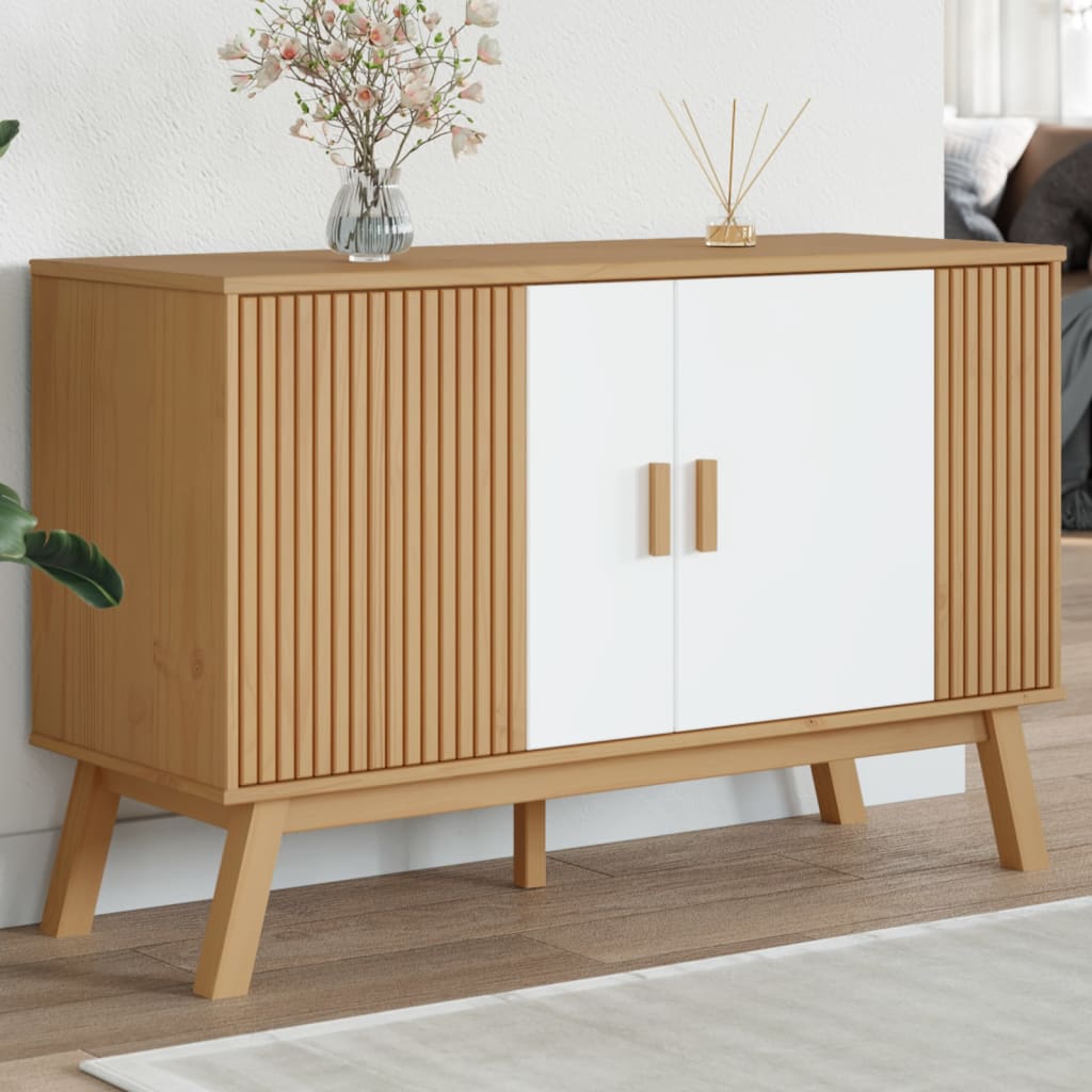 Skjenk Hvit og Brun OLDEN 114x43x73,5 cm heltre furu
