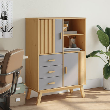 Skap Grå og Brun OLDEN 85x43x125 cm heltre furu