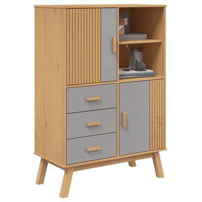 Skap Grå og Brun OLDEN 85x43x125 cm heltre furu