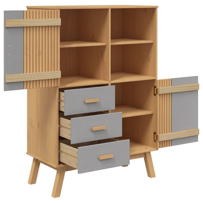 Skap Grå og Brun OLDEN 85x43x125 cm heltre furu