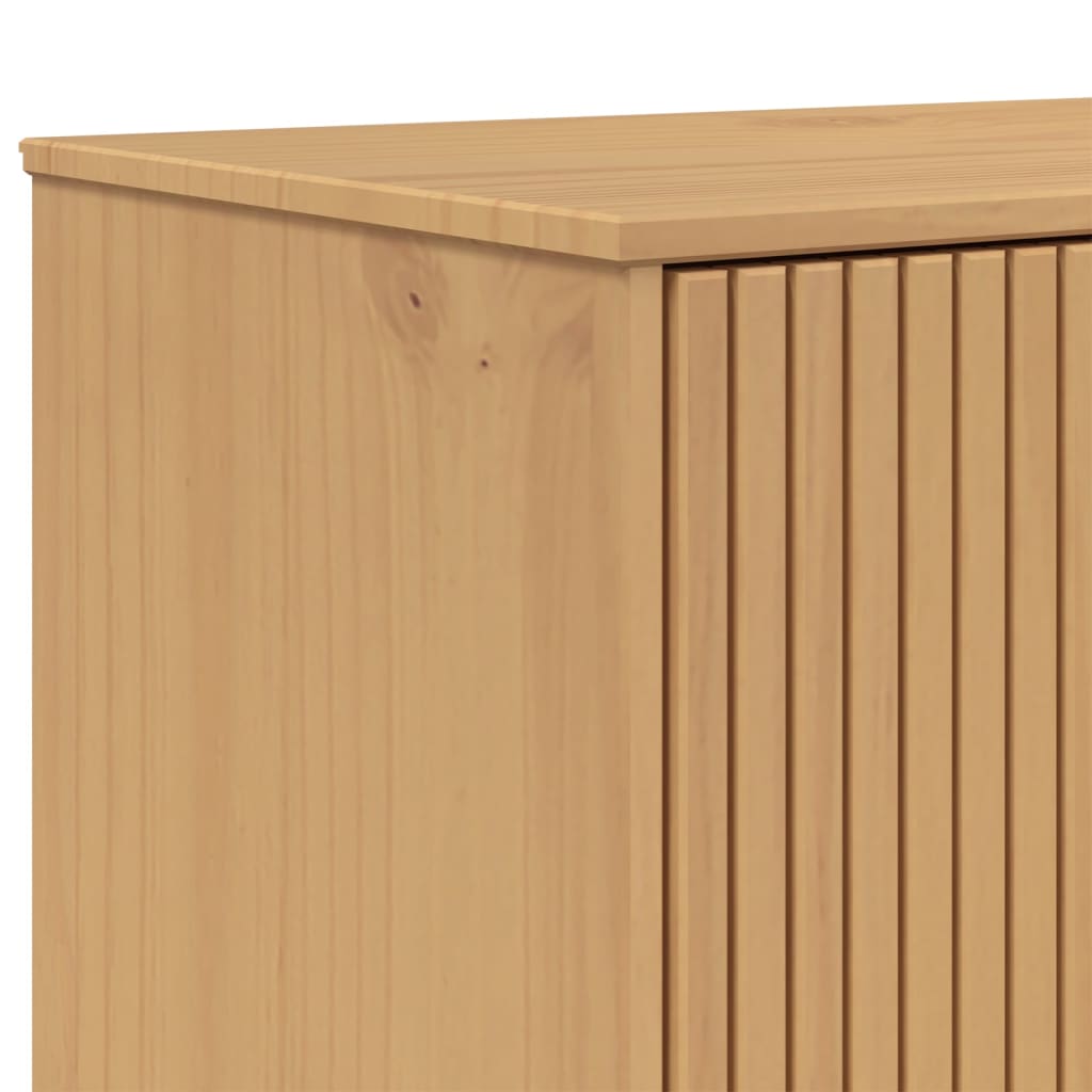 Skap hvit og brun OLDEN 85x43x125 cm heltre furu