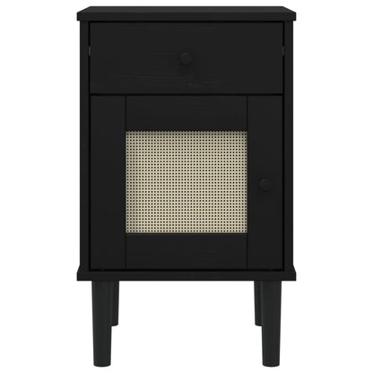 Nattbord Sengbord Svart SENJA rotting utseende 40x35x65 cm heltre furu