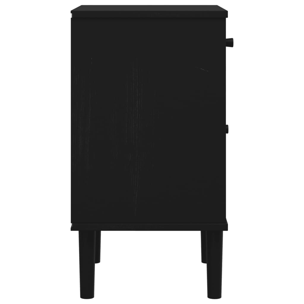 Nattbord Sengbord Svart SENJA rotting utseende 40x35x65 cm heltre furu