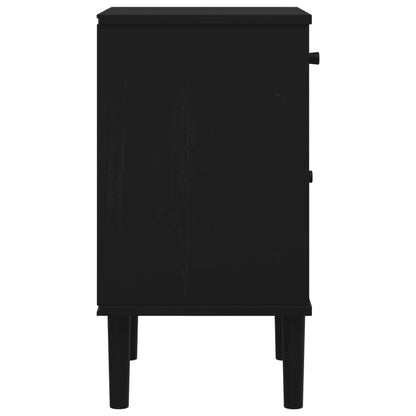 Nattbord Sengbord Svart SENJA rotting utseende 40x35x65 cm heltre furu