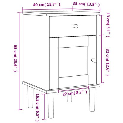 Nattbord Sengbord Svart SENJA rotting utseende 40x35x65 cm heltre furu