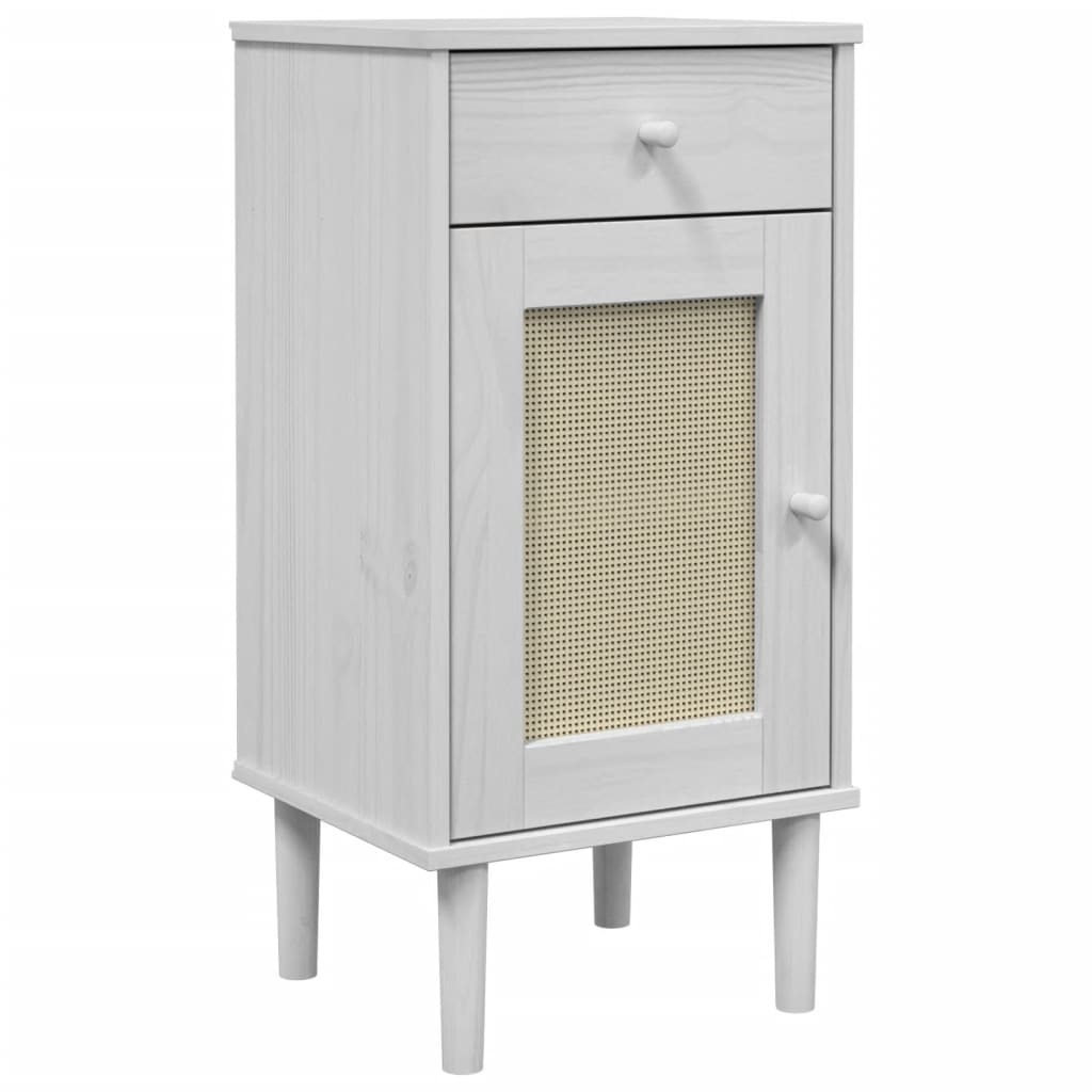 Nattbord Sengbord Hvit SENJA rotting utseende 40x35x80 cm heltre furu