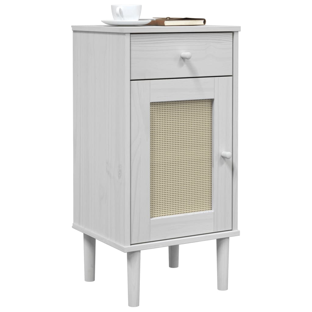 Nattbord Sengbord Hvit SENJA rotting utseende 40x35x80 cm heltre furu