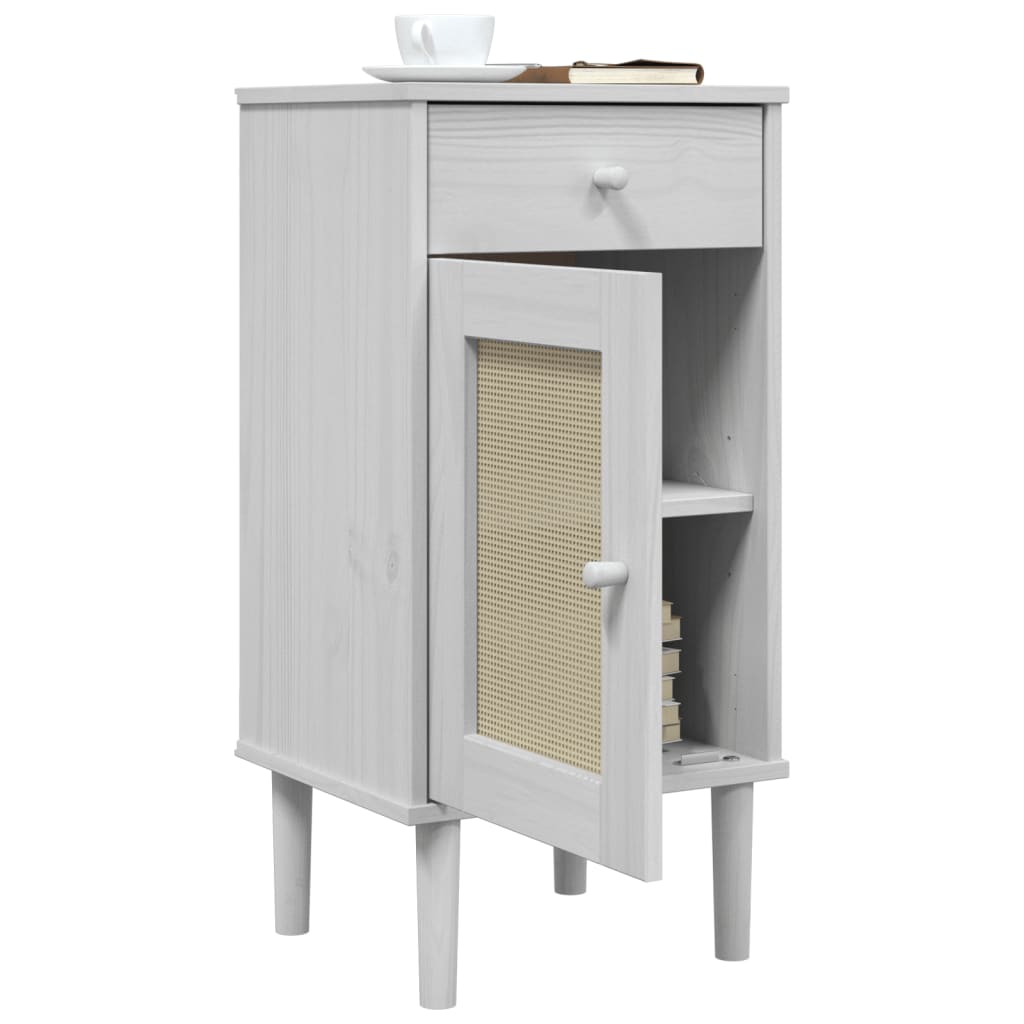 Nattbord Sengbord Hvit SENJA rotting utseende 40x35x80 cm heltre furu