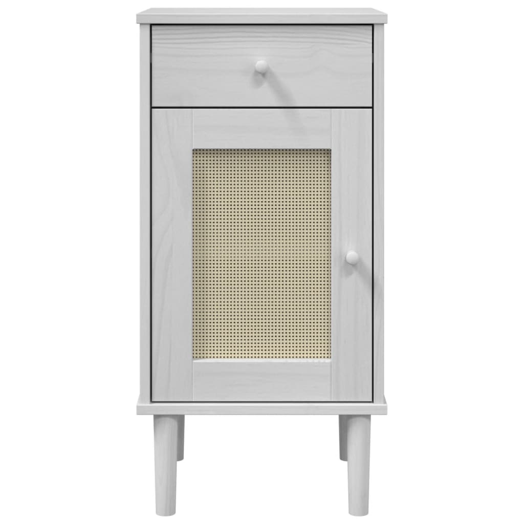 Nattbord Sengbord Hvit SENJA rotting utseende 40x35x80 cm heltre furu