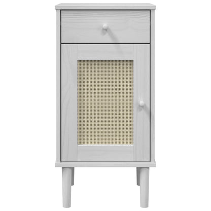 Nattbord Sengbord Hvit SENJA rotting utseende 40x35x80 cm heltre furu