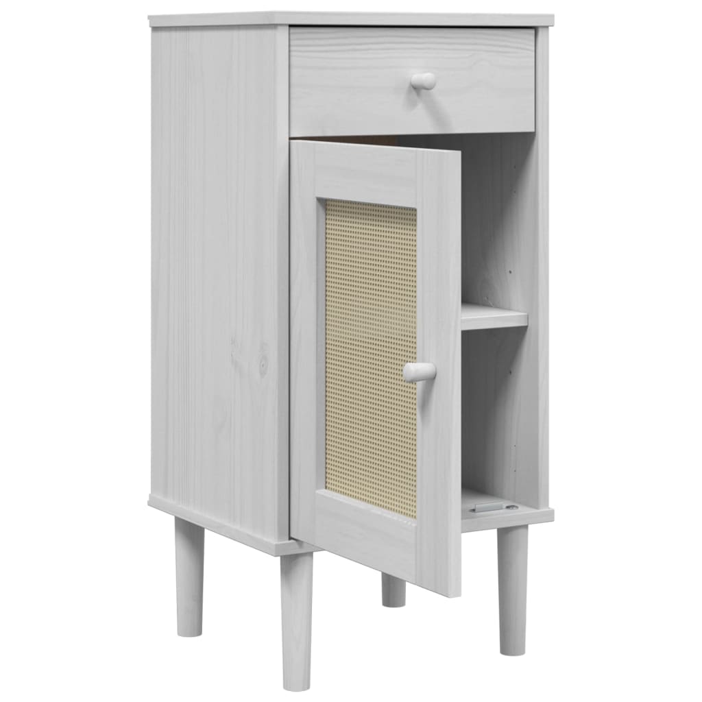 Nattbord Sengbord Hvit SENJA rotting utseende 40x35x80 cm heltre furu